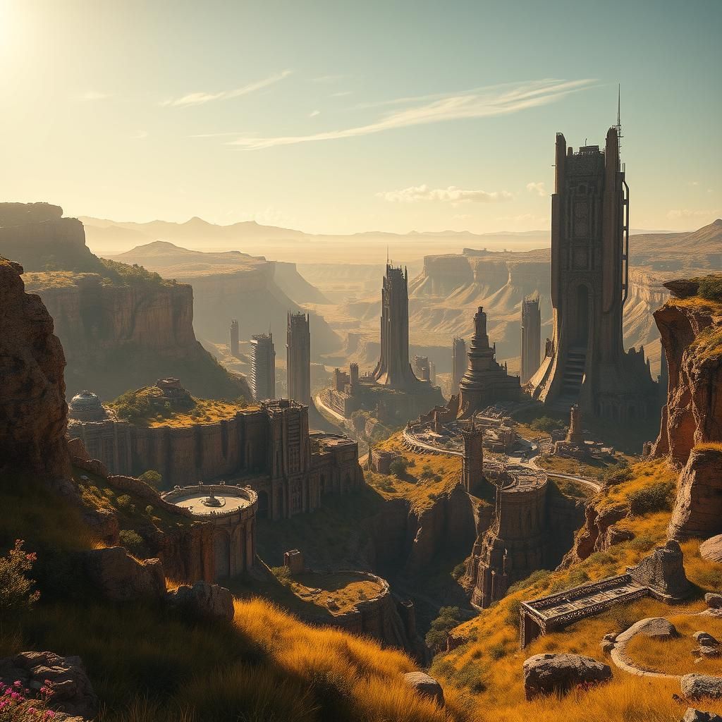 Post-Apocalyptic City Reclaimed by Nature in Canyon