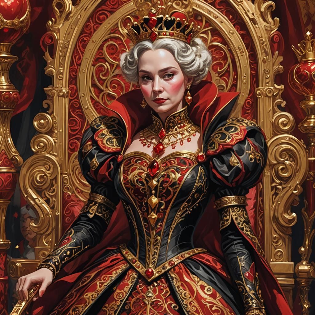 Queen of Hearts in Lavish Throne Room