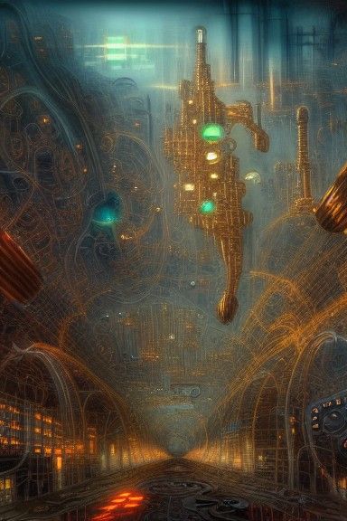 Steampunk City Map Shaped Like a Man