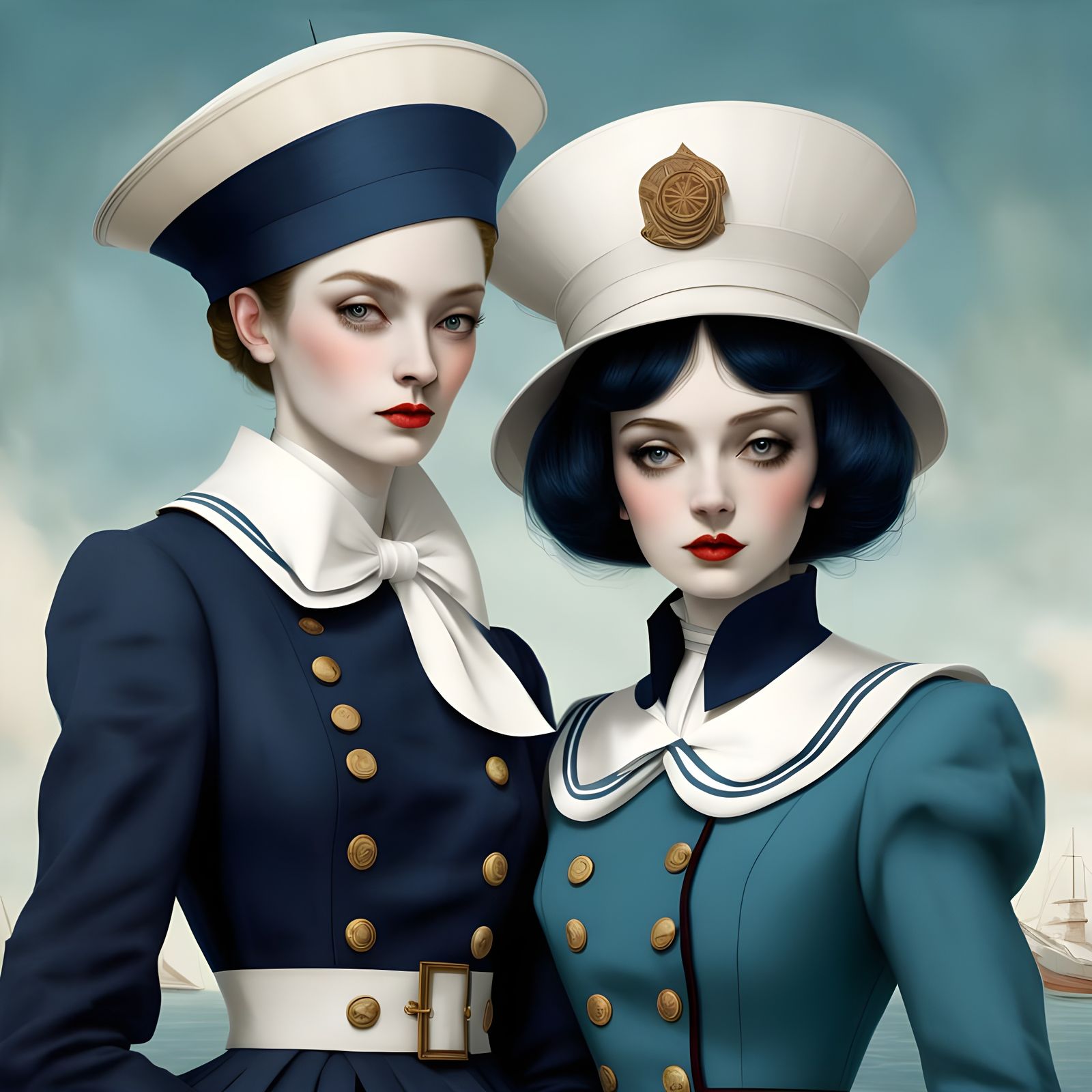 Pierette and Pierot Portrait in Ray Caesar Style
