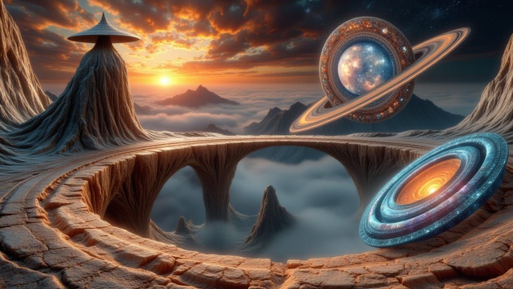 Satan, Saturn's Diamond Rings, and Canyon Sunrise