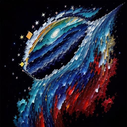 Starry Night Mosaic: Expressionist Oil Painting