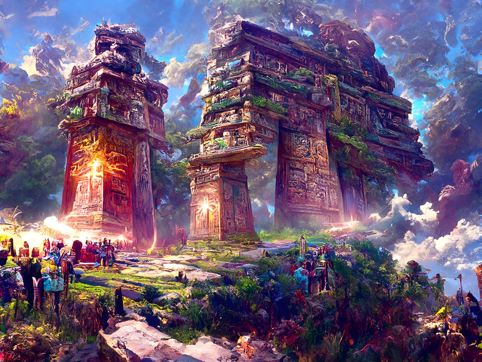 Chichen Itza Temple: Surreal Digital Illustration