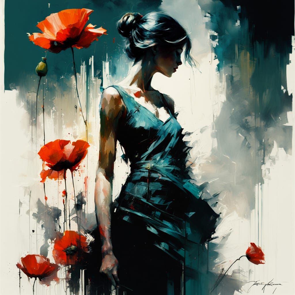 Vibrant City Poppies in Moody, Retro-Inspired Volumetric Lig...