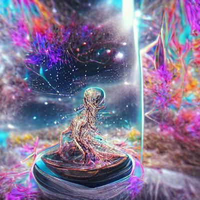 Holographic Astral Cosmic Illustration in Visionary Style