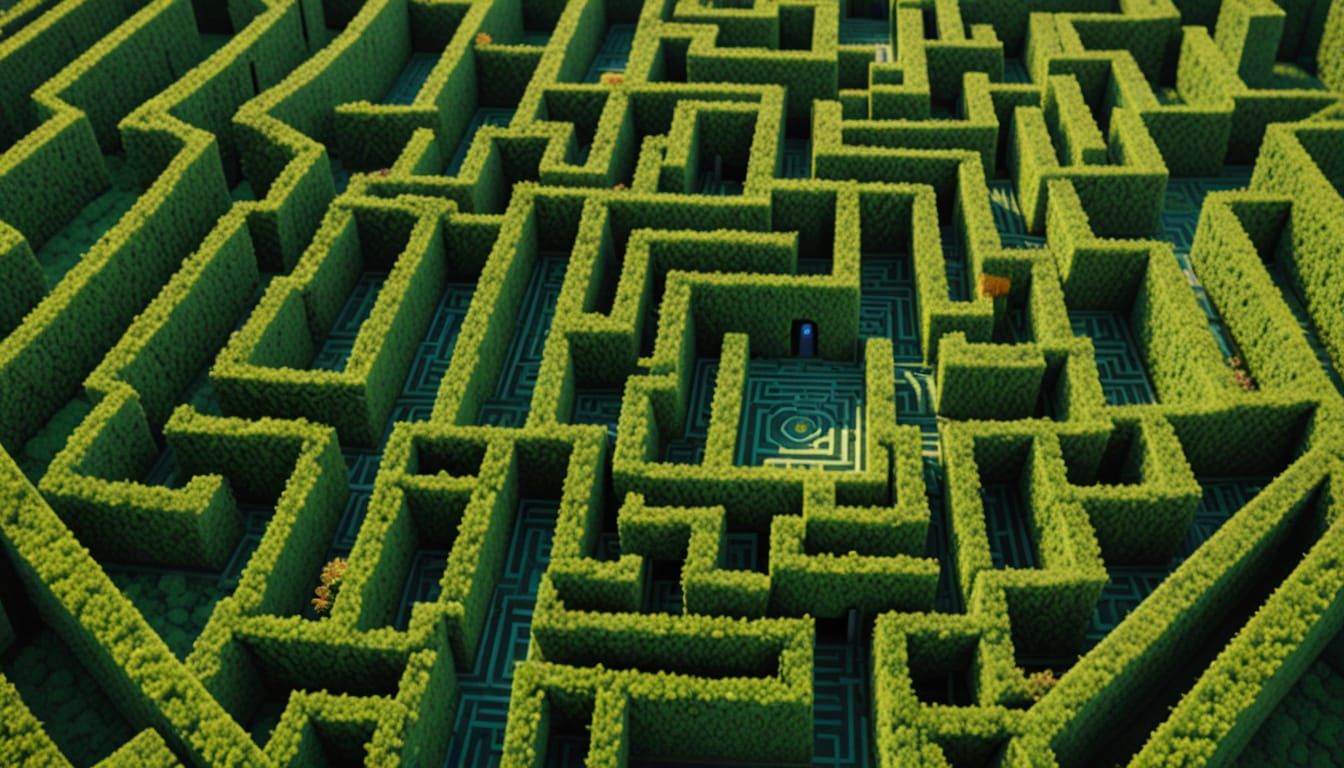 a psychedelic hedge maze, beautiful detailed 8k resolution