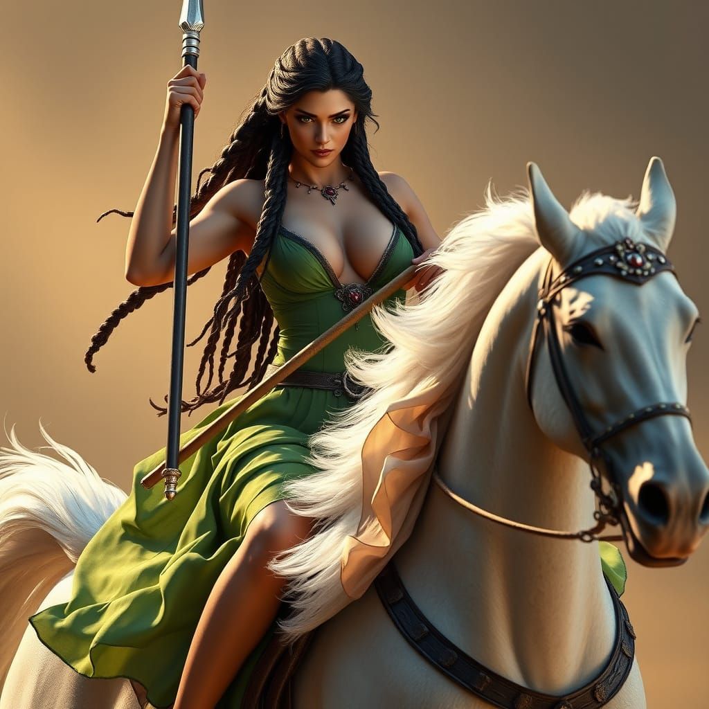 Ethereal Goddess of War in Ancient Greek Style