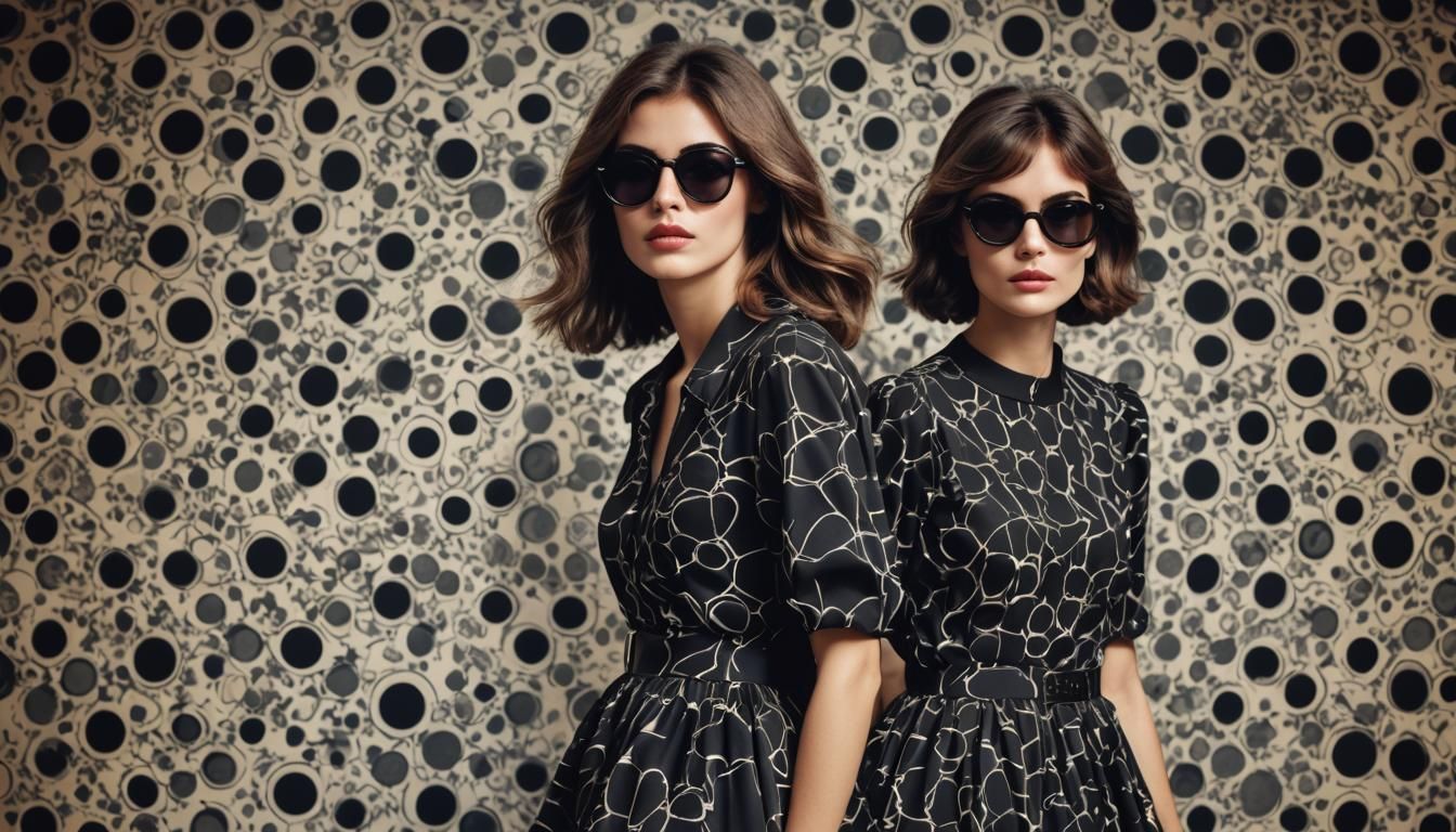 French Model in 1980s Style Dress and Sunglasses