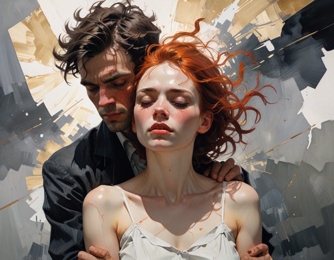 Stormy Embrace in Vibrant Expressionism