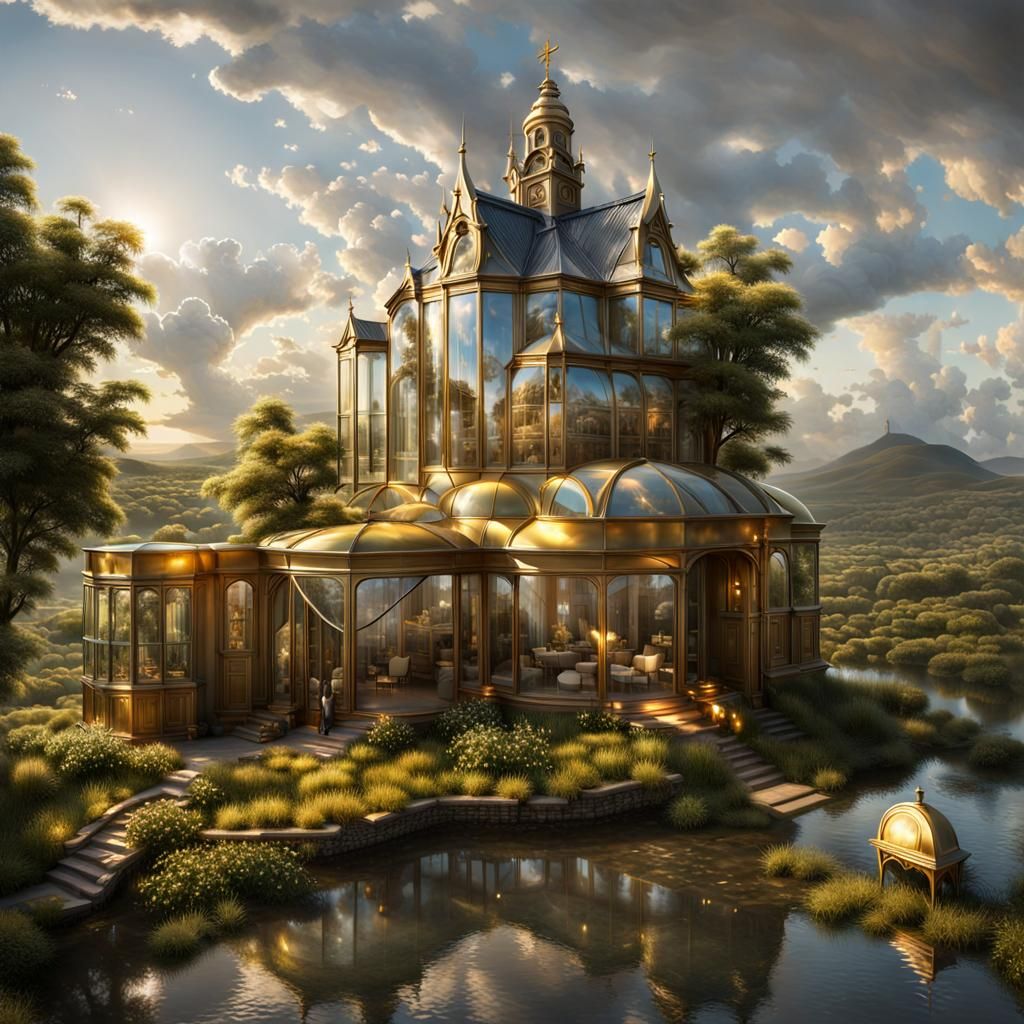 Ethereal Sky with Retrofuturistic Sunrays