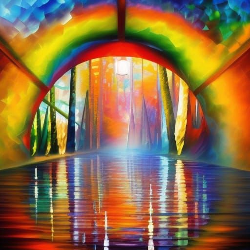 Colorful Art Nouveau Graffiti Art in Volumetric Lighting