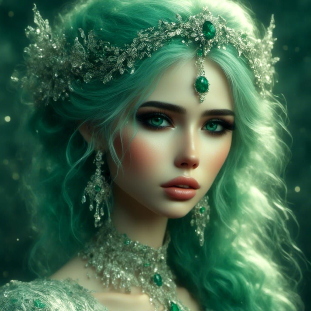 Emerald Green Portrait in 3D HD Style