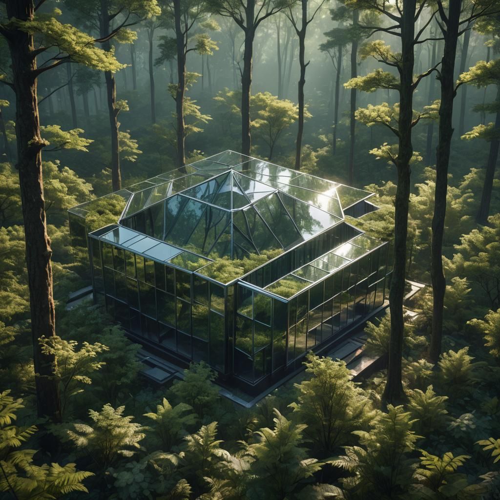 Pentagon Building in Forest: Postmodern Architecture