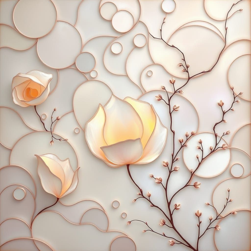 Dreamlike Organic Blooms in Iridescent Aura