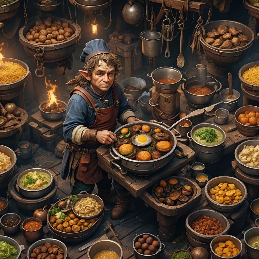 Halfling Ship's Cook in Detailed Matte Painting Style