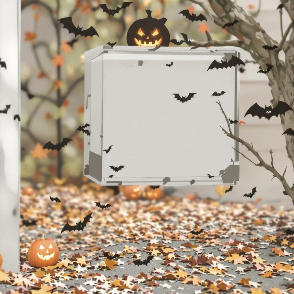 Eerie Jack-o'-Lantern on Porch with Black Cat