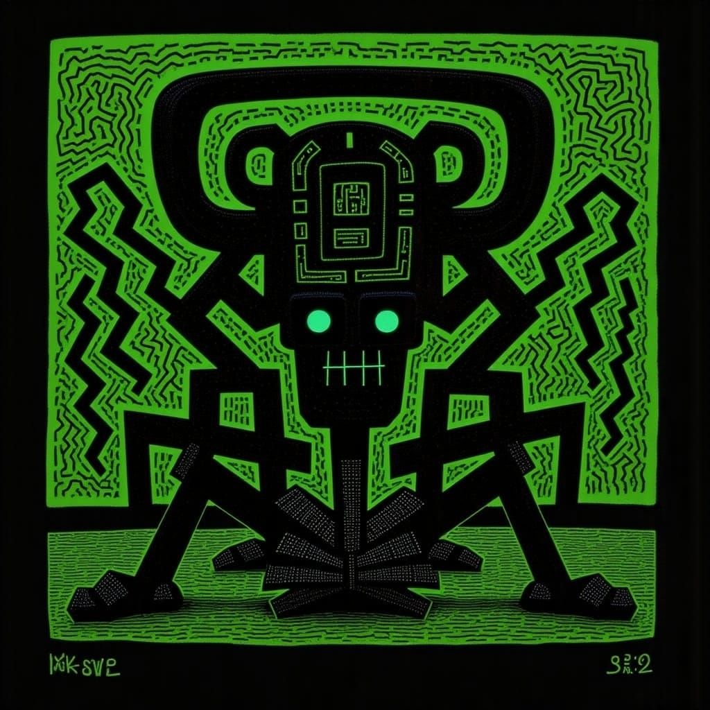 <lora:KILL-BOT 000:1.0> killer robot in the style of Keith Haring