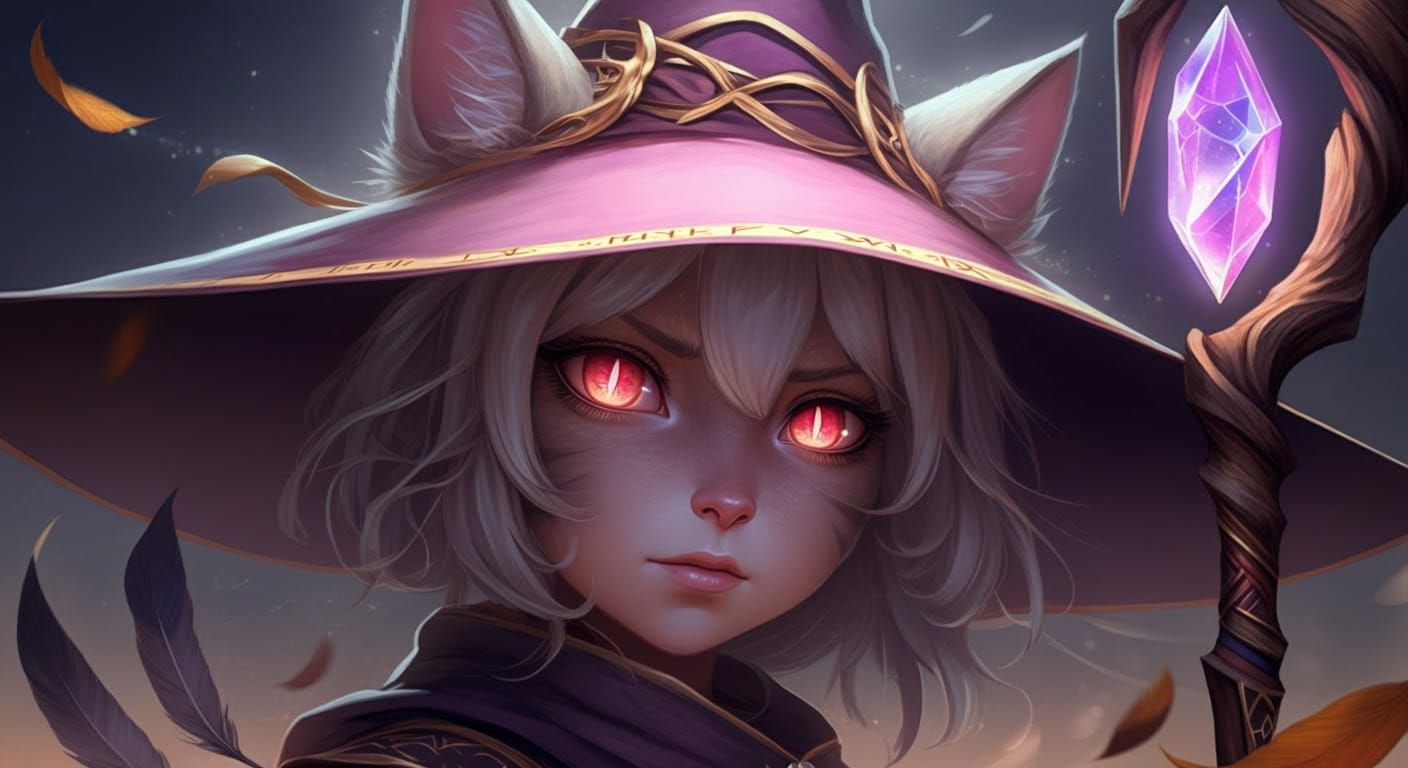 Anime Cat Girl Witch on Battlefield