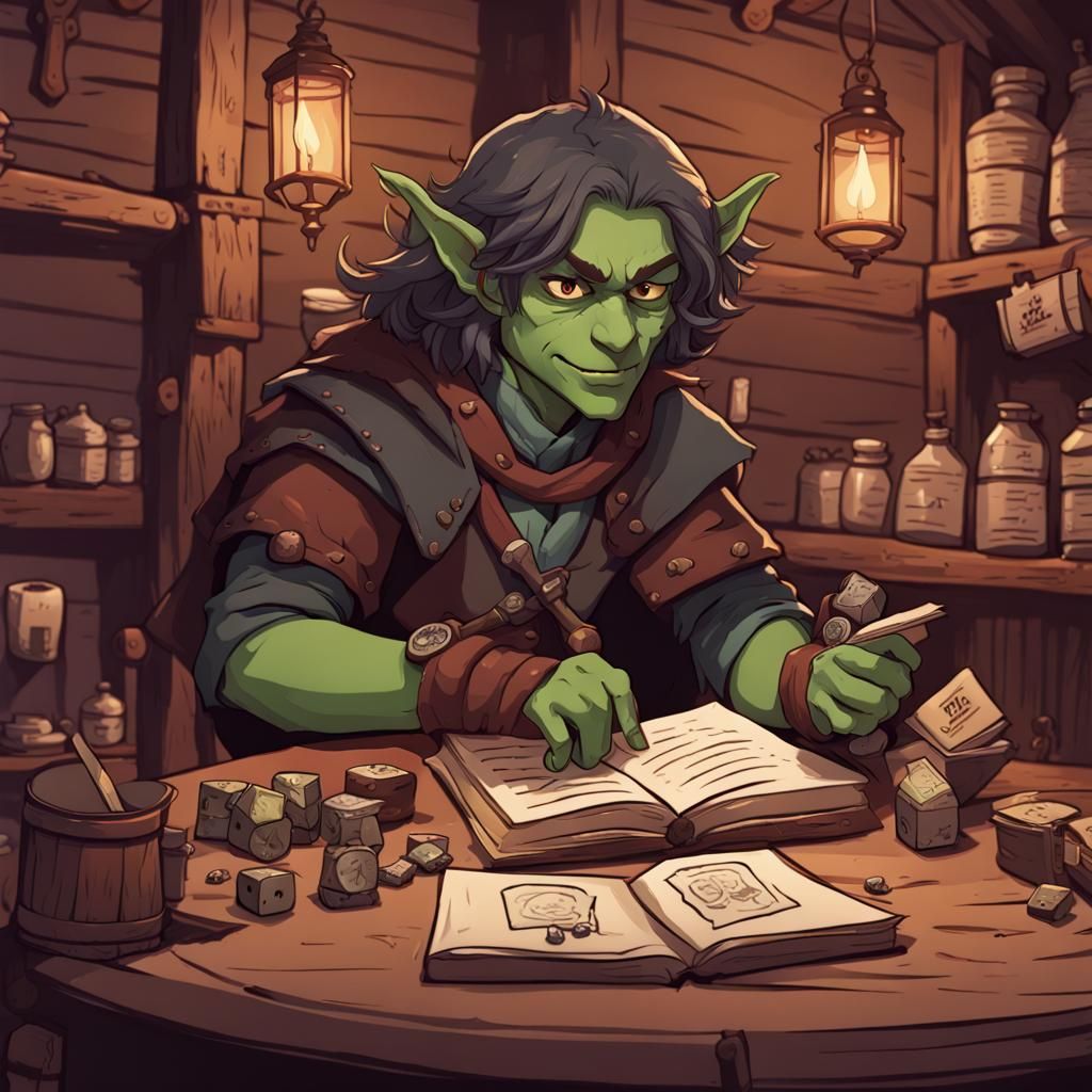 Nott the Brave: Goblin Tavern Scene in Cartoon Style