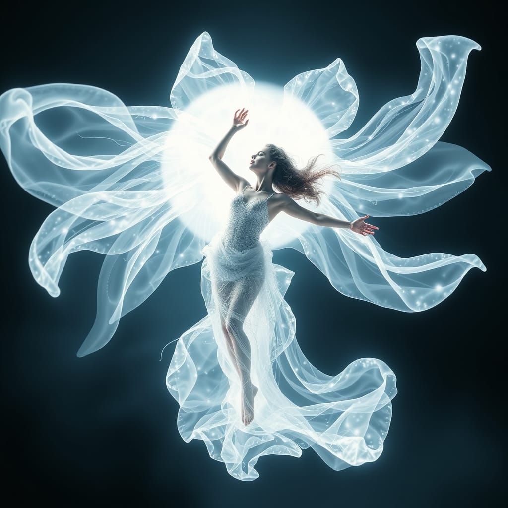 Ethereal Moonlit Goddess in Celestial Dance