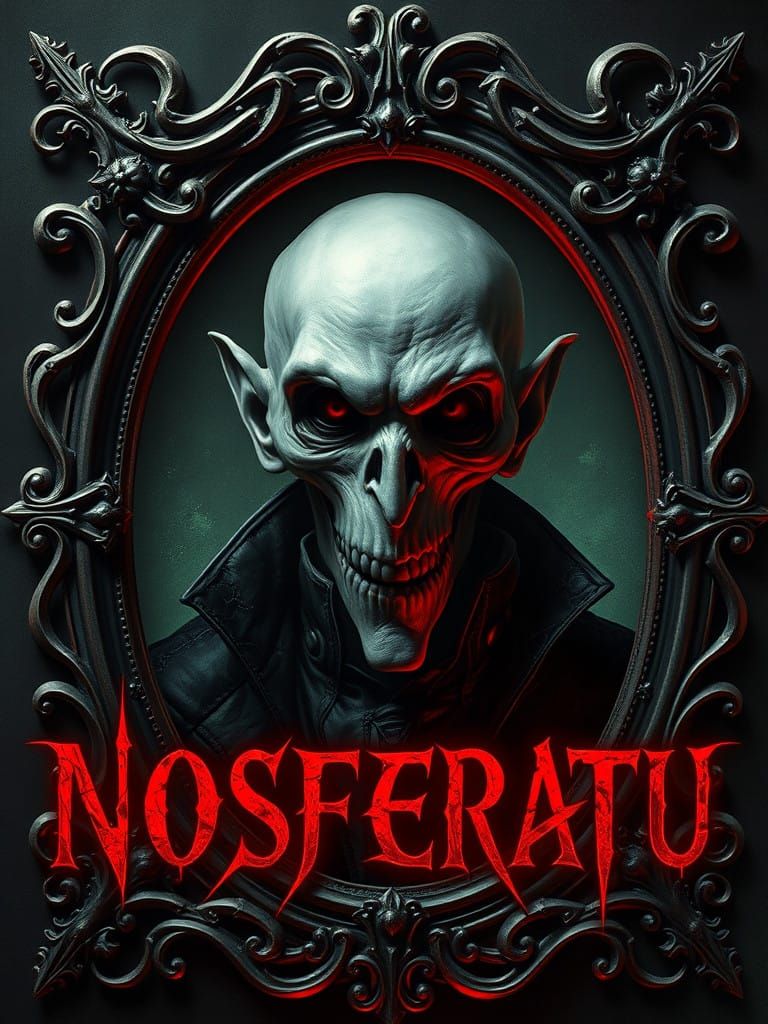 Ethereal Vampire Portrait in Gothic Frame