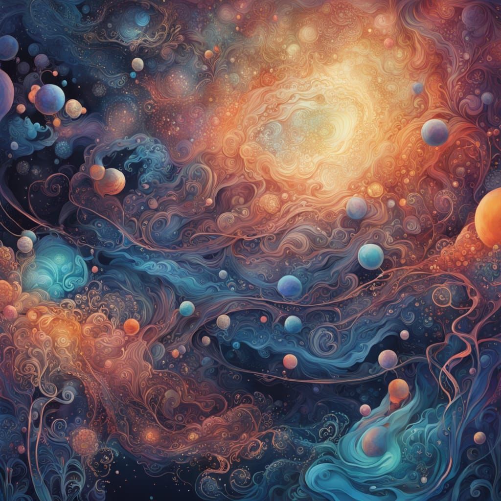 Cosmic Osmosis in Dreamlike Mixed Media Style