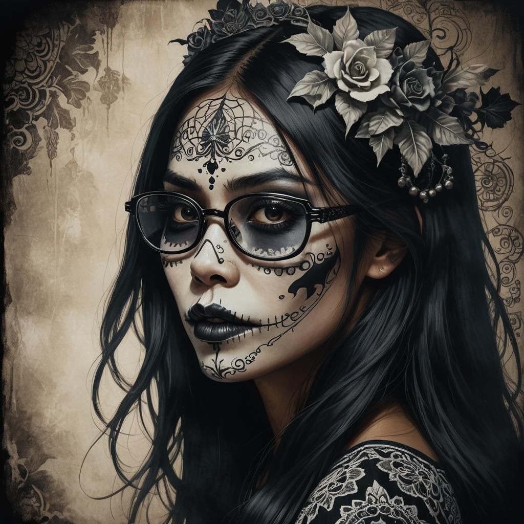 Thai Catrina Portrait in Striking Chiaroscuro Style