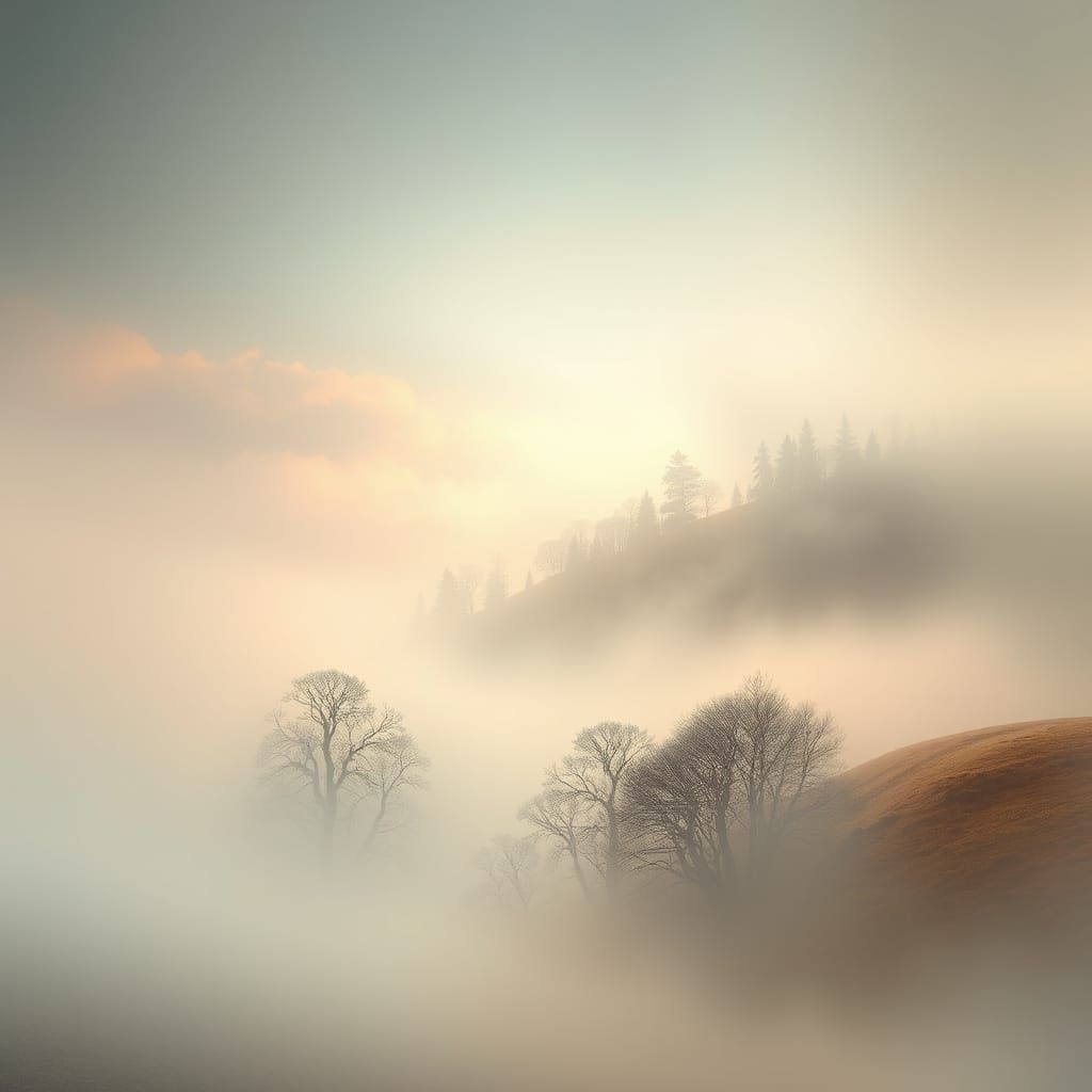 Surreal Fog Landscape Shaping Dreamlike Forms