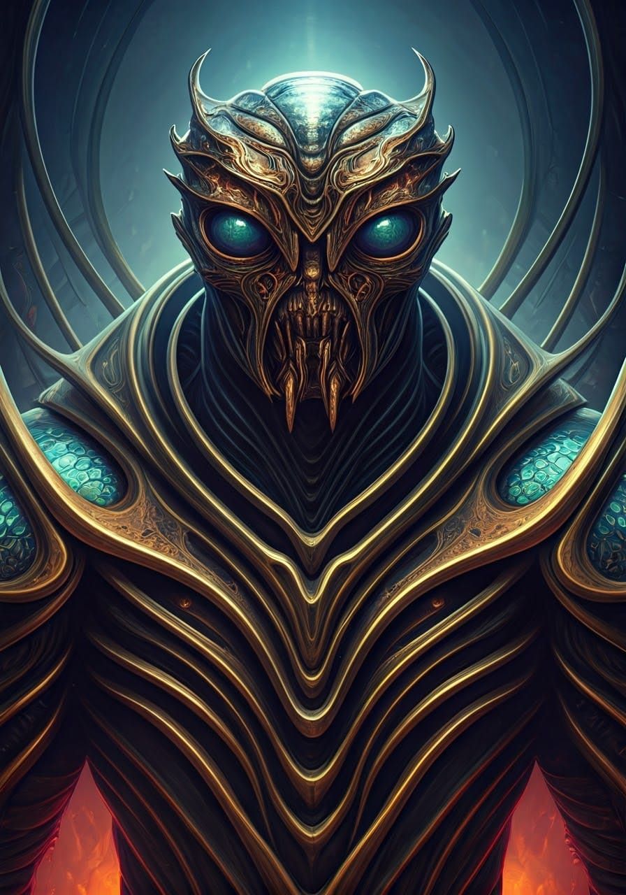 Cyberpunk Insectoid Emperor Rules a Dystopian Metropolis