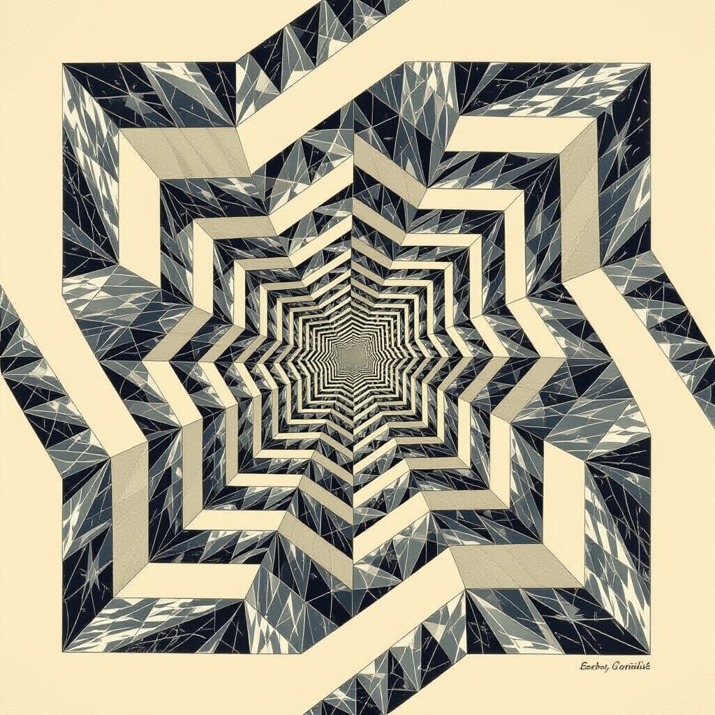 M.C. Escher Style Gravity Illusion Art
