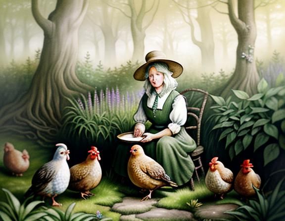 Whimsical Hobbit Garden in Watercolor Style