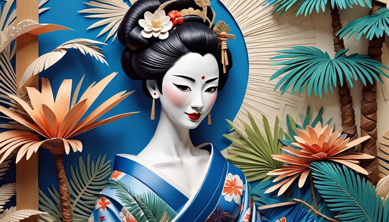 Geisha in Vibrant Industrial Oasis