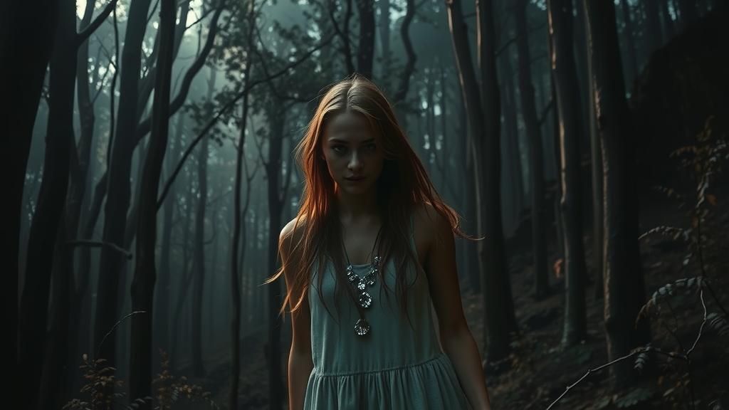 Woman in Mystical Forest: Dreamlike HDR Digital Art