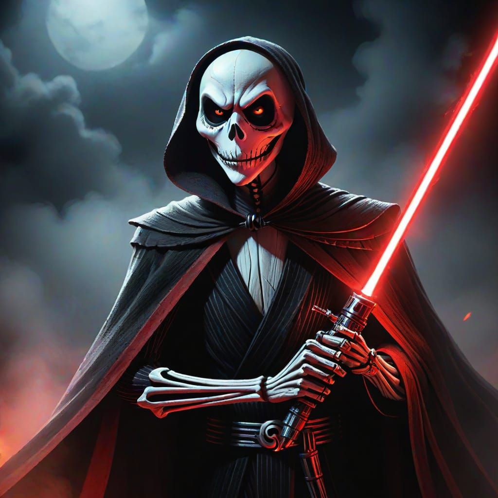Sith Lord Jack Skellington with Red Lightsaber