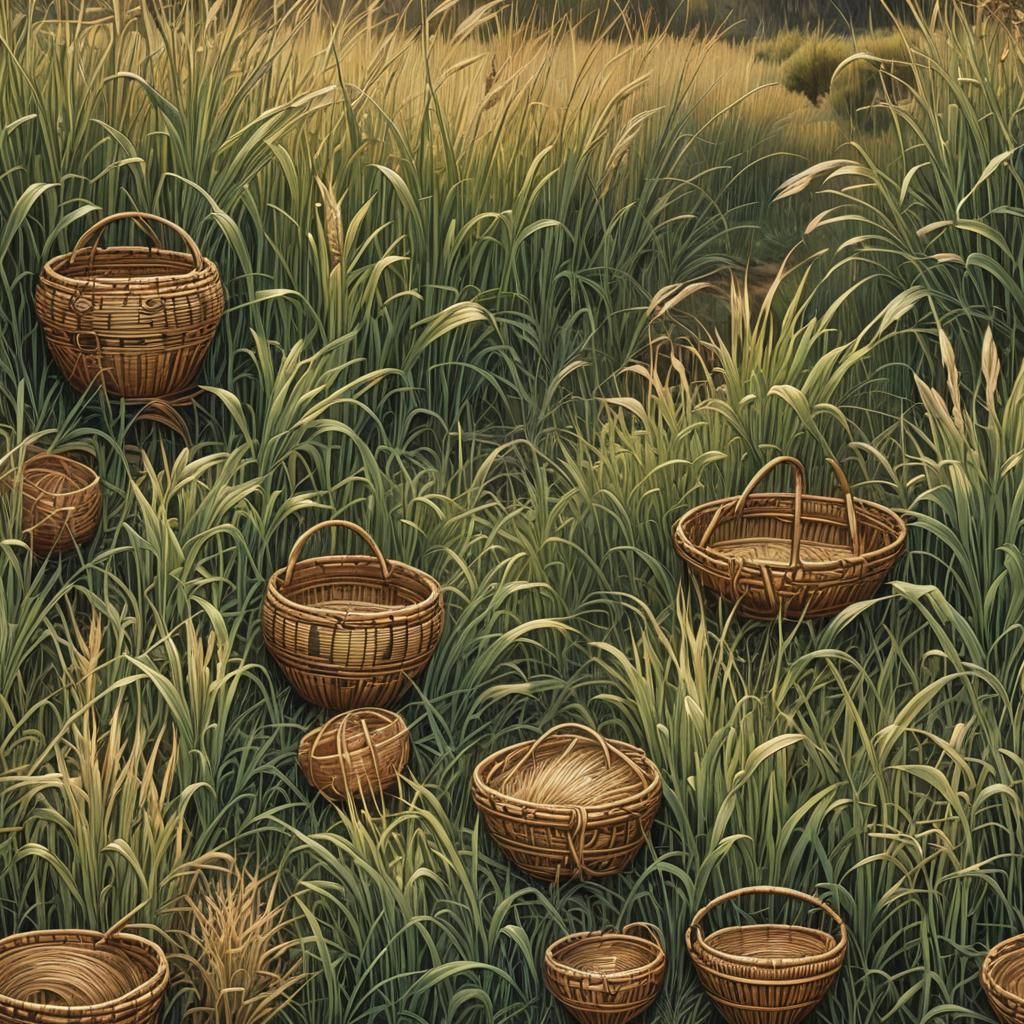 Detailed Sweetgrass Basket Matte Painting with Dynamic Light...