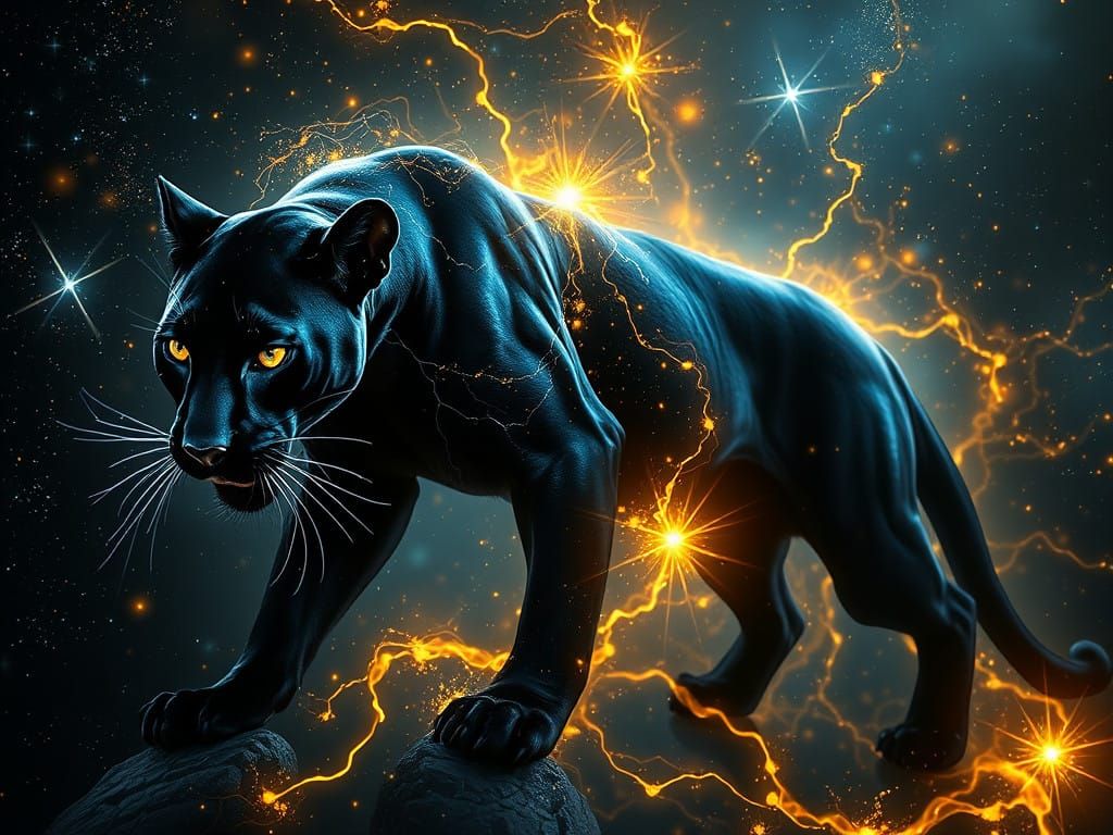 Cosmic Black Panther in Vibrant Ethers