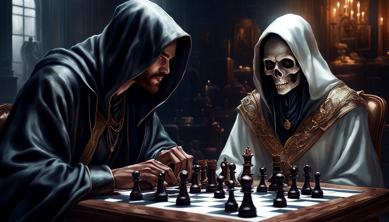 Fashion Model's Chess Game with the Grim Reaper