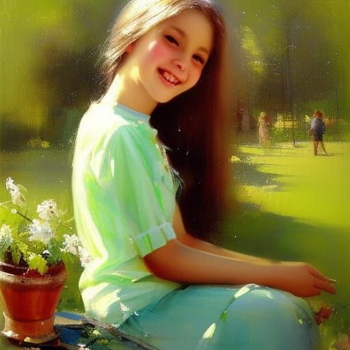 Dreamy Cordial on Ice, Spring Day, Pino Daeni Style