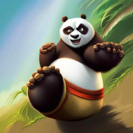 Hyperrealistic Kung Fu Panda Splash Art