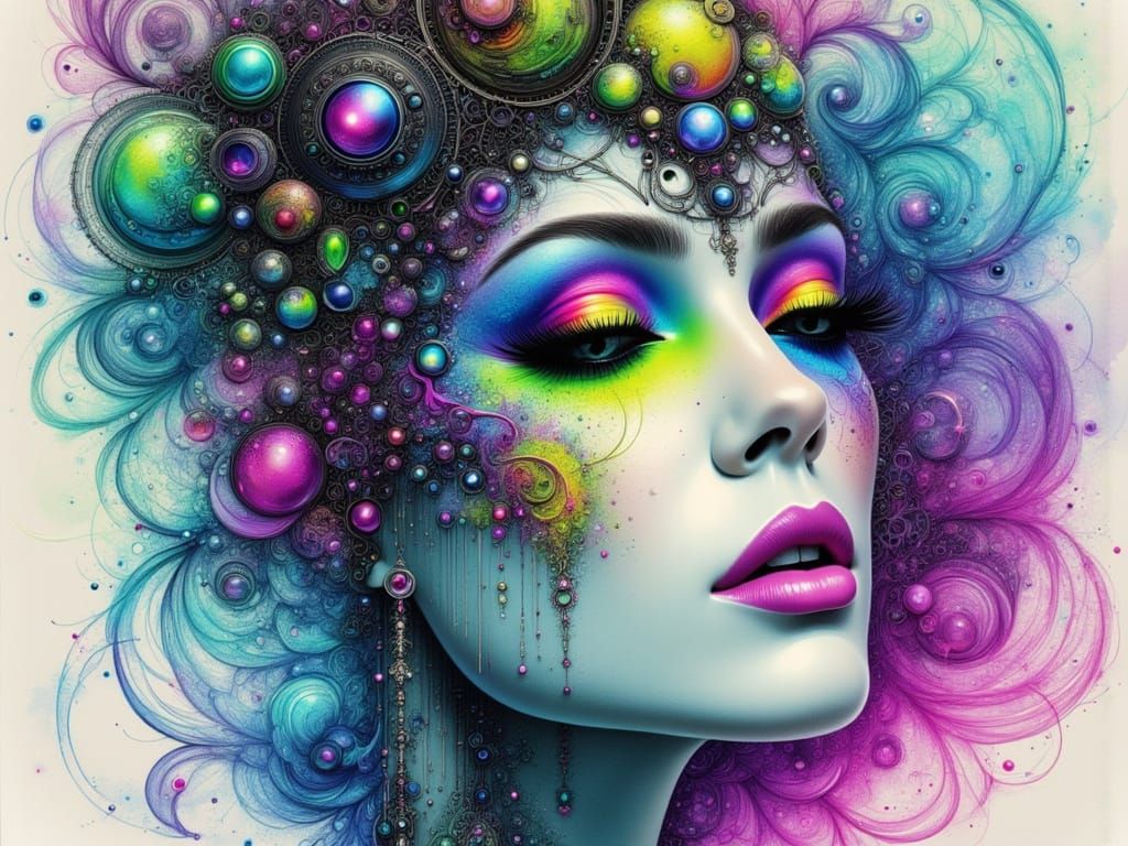 Avant-Garde Goth Princess in Neon Colors