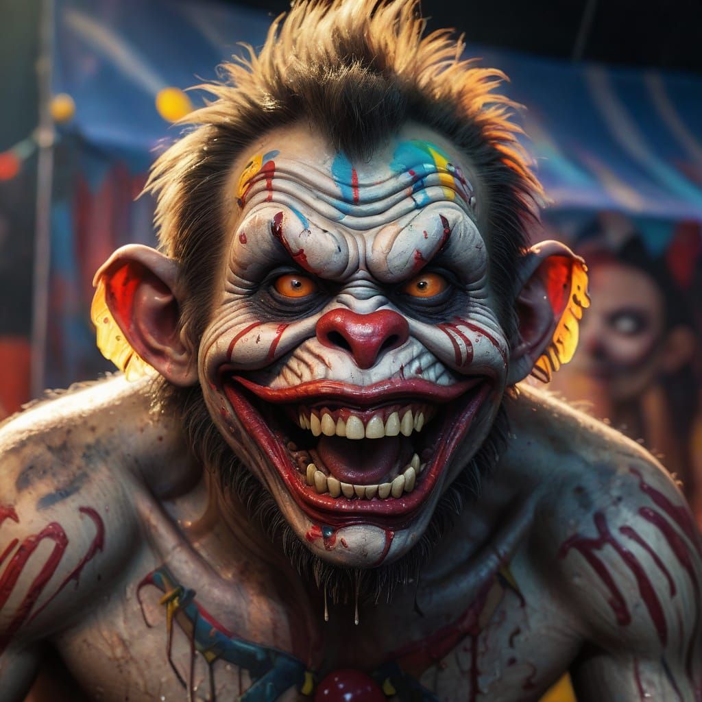 Zombie Monkey Clown Maniac in Graffiti Art Style