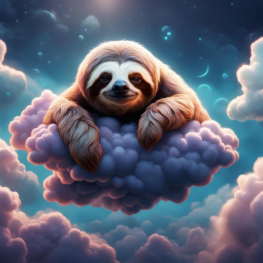 Sleepy Sloth in a Cloud Dreamscape