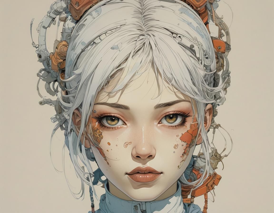 Manga Woman with Bold Color Blocking