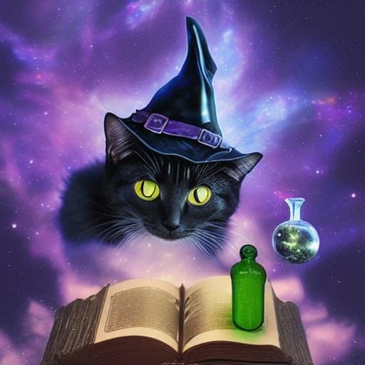 Galaxy Witch-Cat Brewing Poison Potion