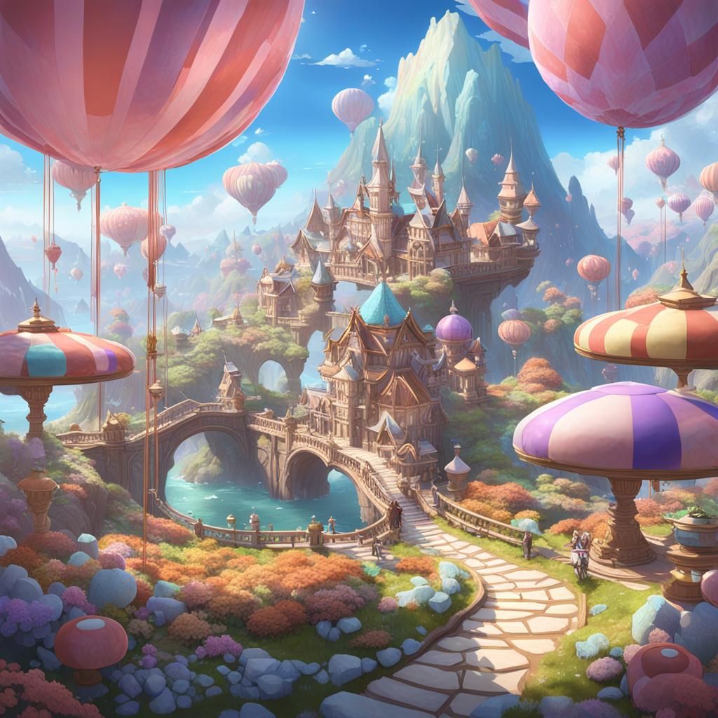 Fantasy Candyland Board Game World in 3D Anime Art
