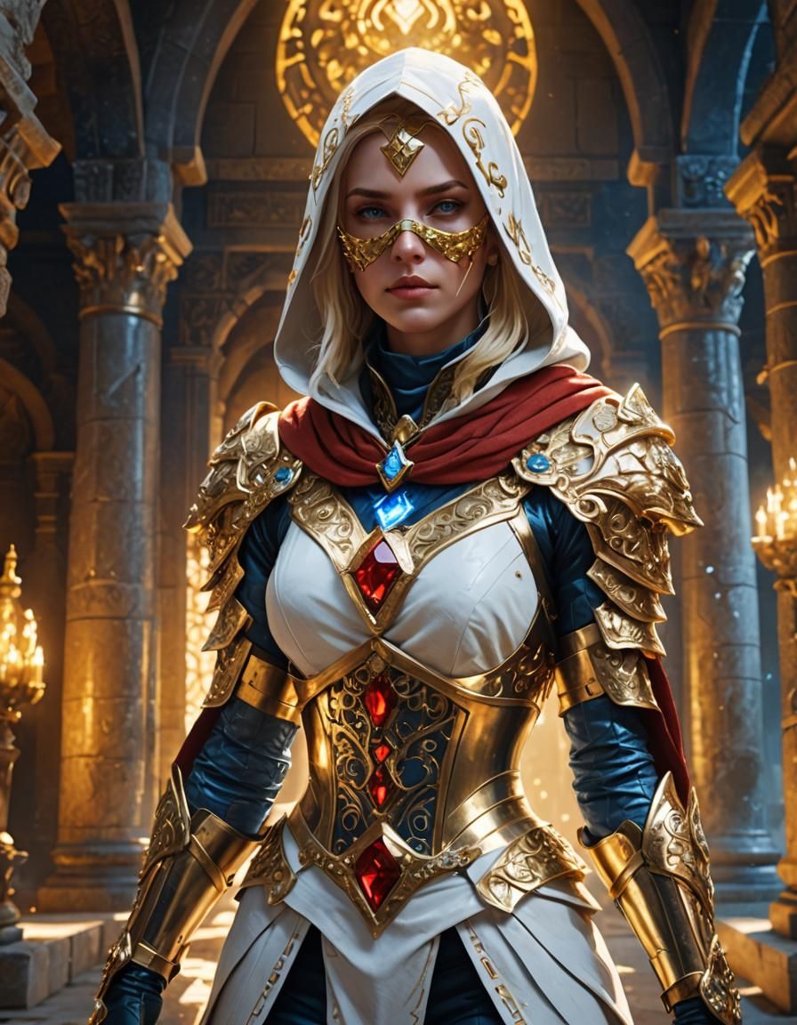 Fantasy Assassin in Baroque-Inspired Temple