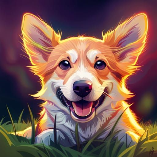 Adorable Corgi Portrait in Hyperdetailed Digital Art
