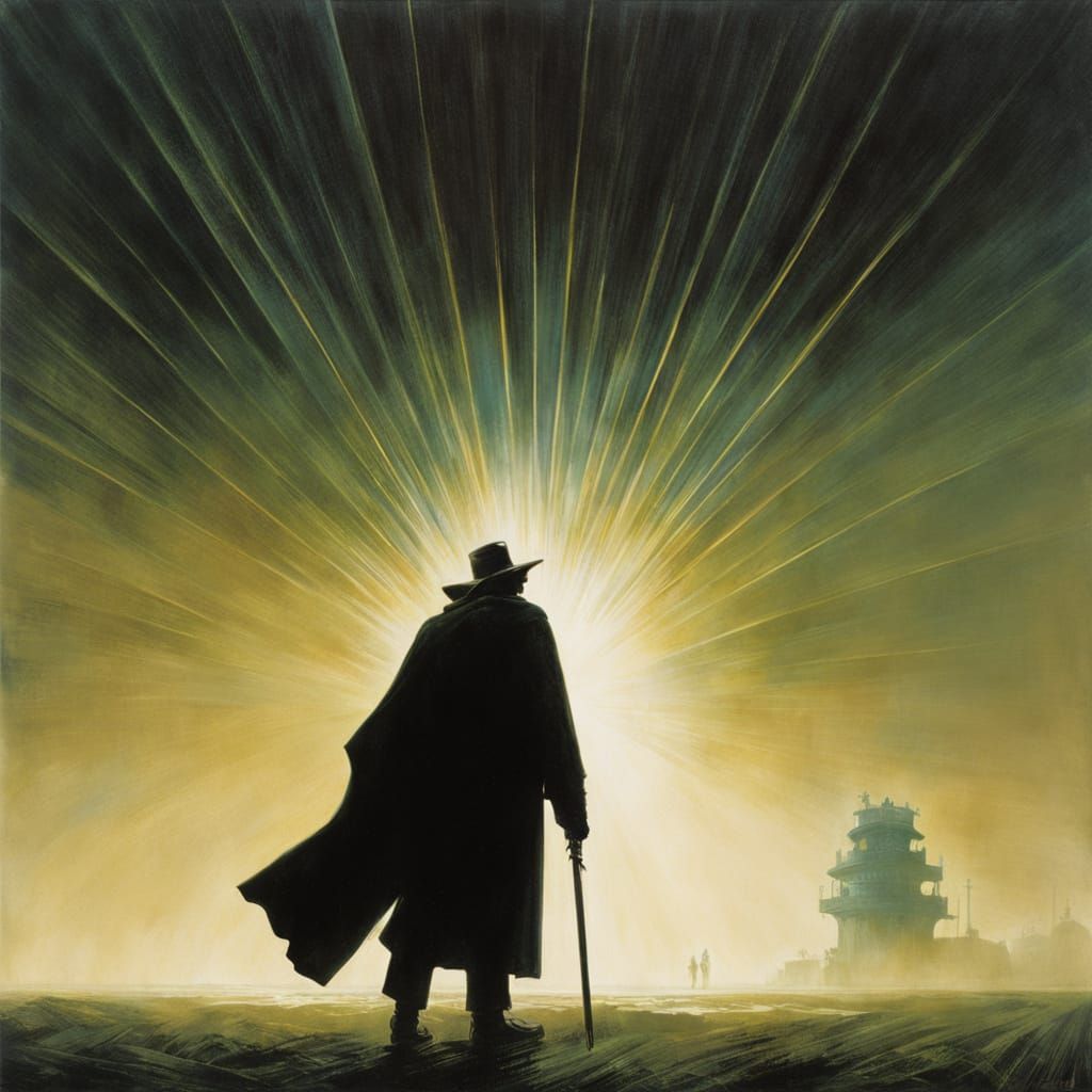 Atmospheric Crepuscular Rays in Mixed Media Style