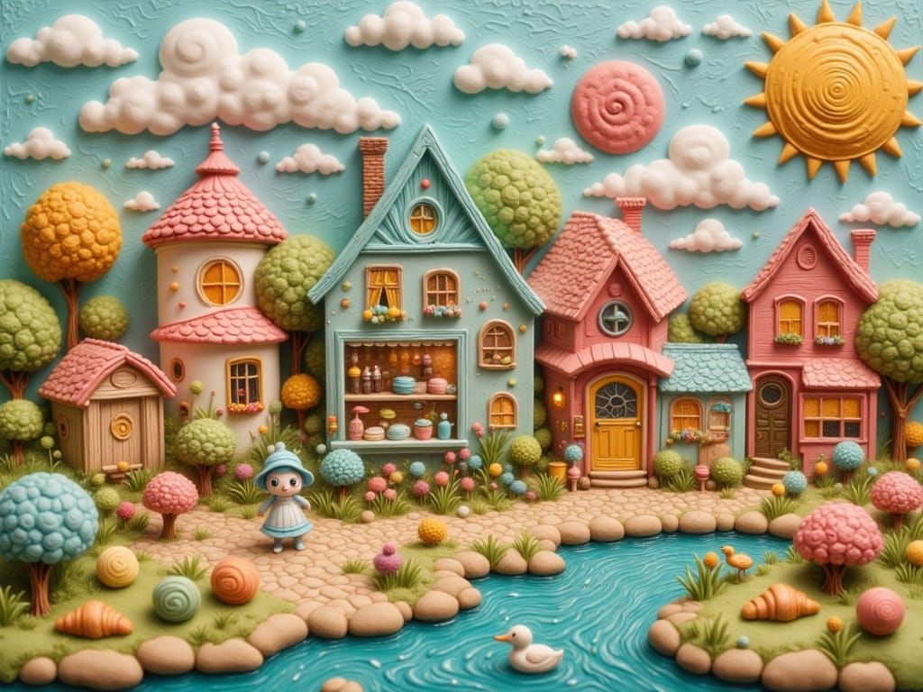 Claymation Bakery Diorama with Pastel Details