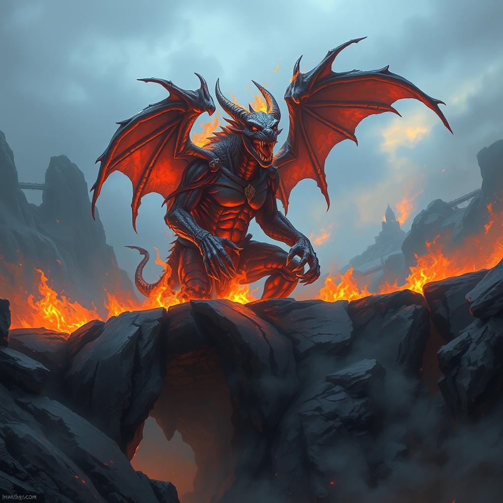 Flaming Balrog at the Bridge of Khazad-Dûm
